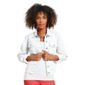 K Jordan Colored Jean Jacket (Size XL) White, Cotton,Polyester,Spandex