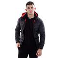 Star Leather Mens Hooded Puffer Quilted Jacket Padded Bubble Outwear Winter Coat Black S-XXL (M)