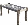 Havran 18"H x 39"W x 16"D Upholstered Bench Handwoven Jute Charcoal/Ivory Furniture Piece - Hauteloom