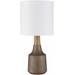 Kumlu 18"H x 8"W x 8"D Modern End Table Lamp White/Brown Table Lamp - Hauteloom