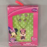 Disney Accessories | Disney Minnie Mouse Necklace & Earring Set Nib | Color: Pink | Size: One Size