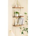 TIMEYARD Macrame Hanging Shelves, Wood Wall Shelf with Woven Rope, Rustic Floating Shelves Organizer, 3 Tier Shelf for Photo Frames, Small Plants, Boho Decor for Bedroom, Living Room, Bathroom