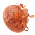 Caprilite Orange Sinamay Big Disc Saucer Fascinator Hat for Women Weddings Headband