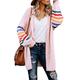 Happy Sailed Womens Cardigan Knitwear Jumper Coat Open Front Sweater Coat Cardigan Size 12 Pink