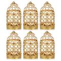 NUPTIO 6 Pcs Small Metal Tealight Hanging Birdcage Lantern, Gold Lanterns for Candles Vintage Decorative Centerpieces of Wedding & Party, Tea Light Holder Christmas Candle Holders Decorations