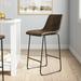 Sand & Stable™ Erika 29" Bar Stool Upholstered/Leather/Metal/Faux leather in Brown | 39 H x 19 W x 23 D in | Wayfair