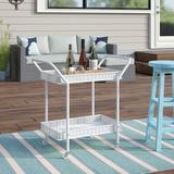 Bay Isle Home™ Warba Bar Cart w/ Metal Frame & Wicker Outer Wicker/Rattan in White | 32 H x 18 W x 32 D in | Outdoor Furniture | Wayfair