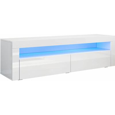 Tv Board Lowboard Unterschrank mit led Beleuchtung Weiß Hochglanz Fernsehschrank - Sonni Image