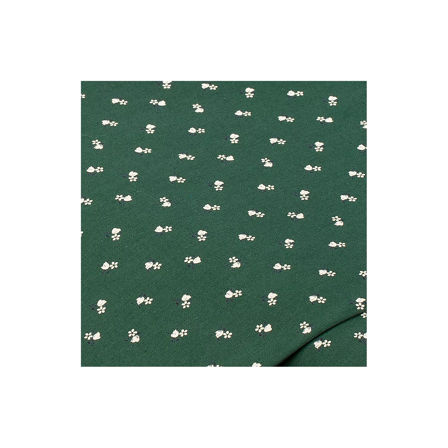 Tissu coton "petites fleurs", vert foncé