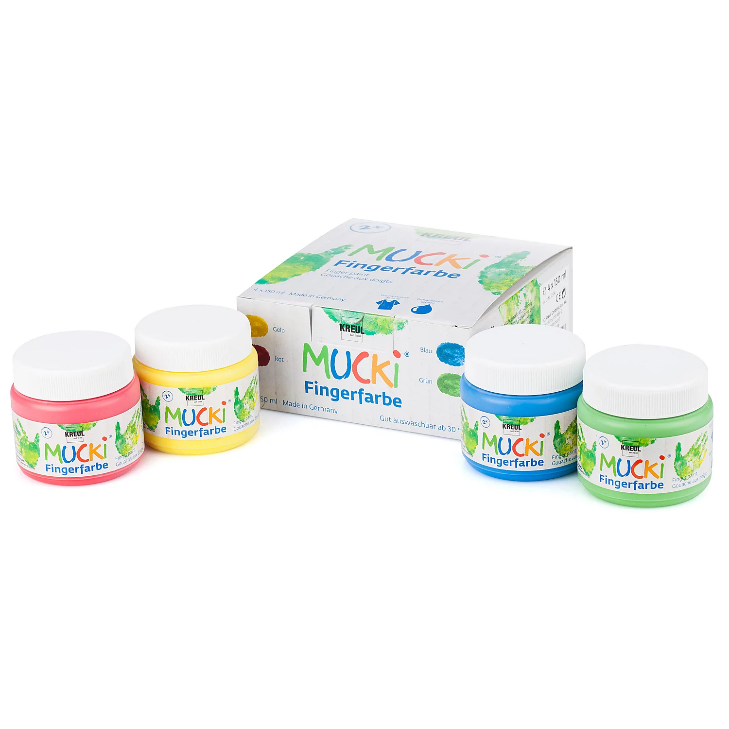 MUCKI Peintures aux doigts, 4x 150 ml