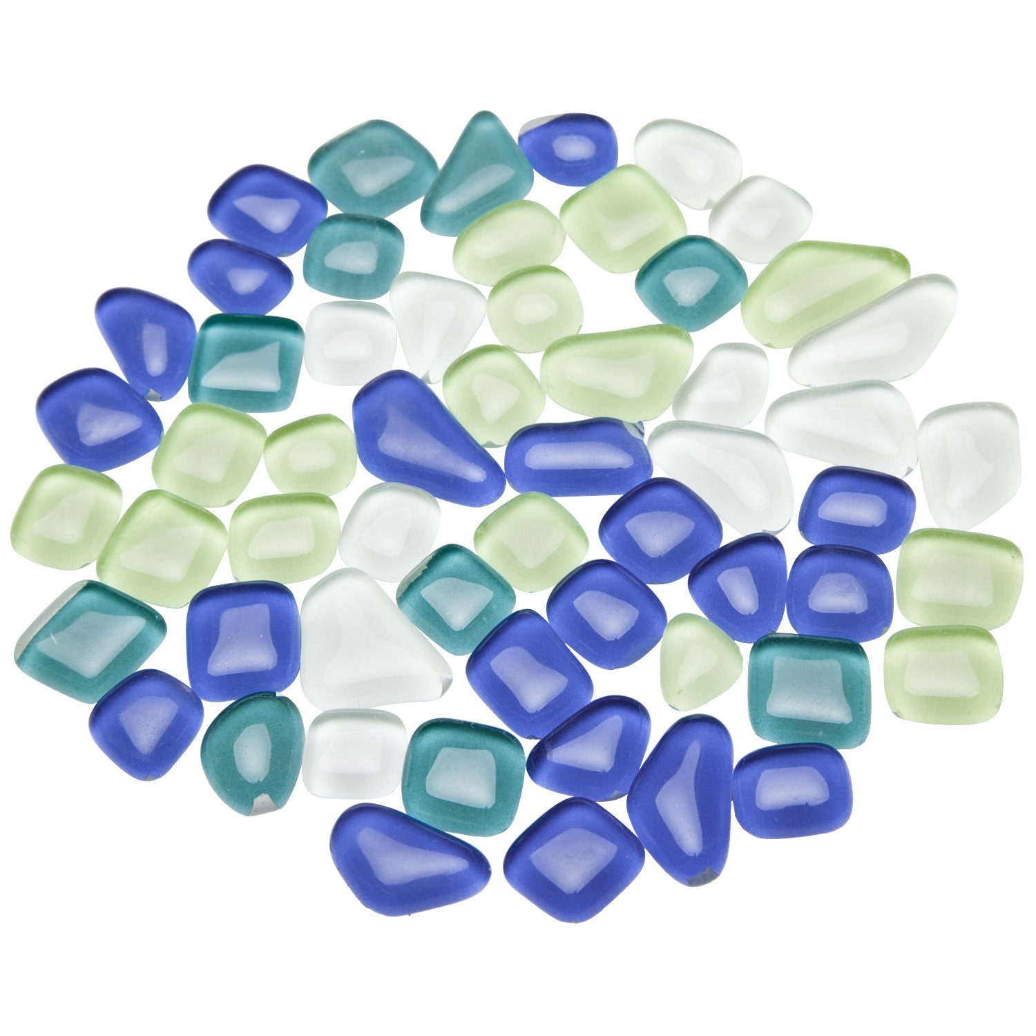 Tesselles en verre souple, tons bleus, forme polygonale, 10 - 20 mm, 200 g