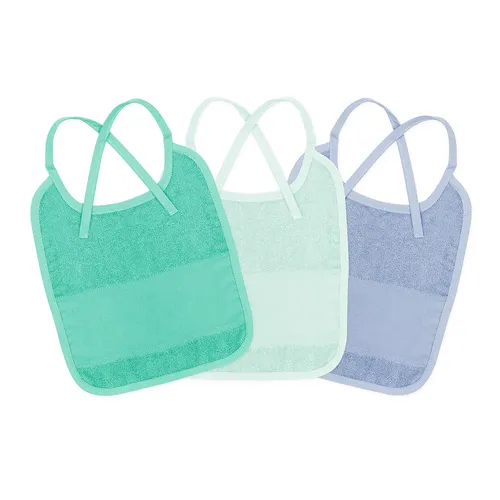 buttinette Bavoirs à broder, émeraude/menthe/bleu, lot de 3