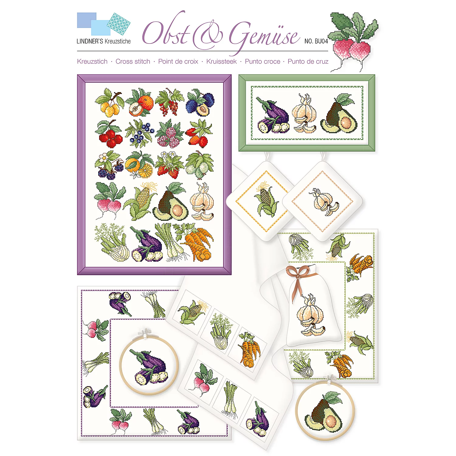 buttinette Grilles de broderie "fruits et légumes