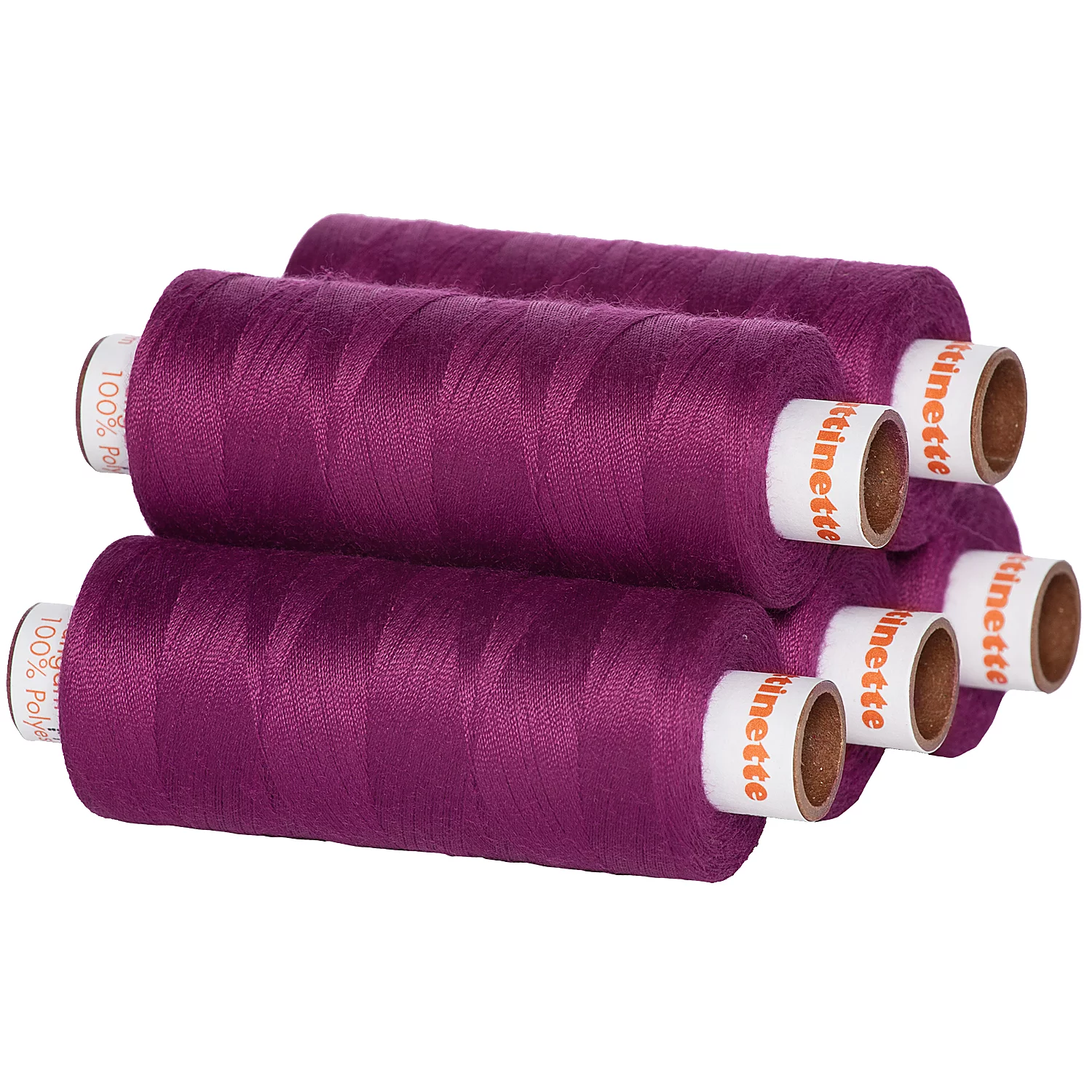 buttinette Fil à coudre universel, grosseur : 100, lot de 5 bobines, cassis