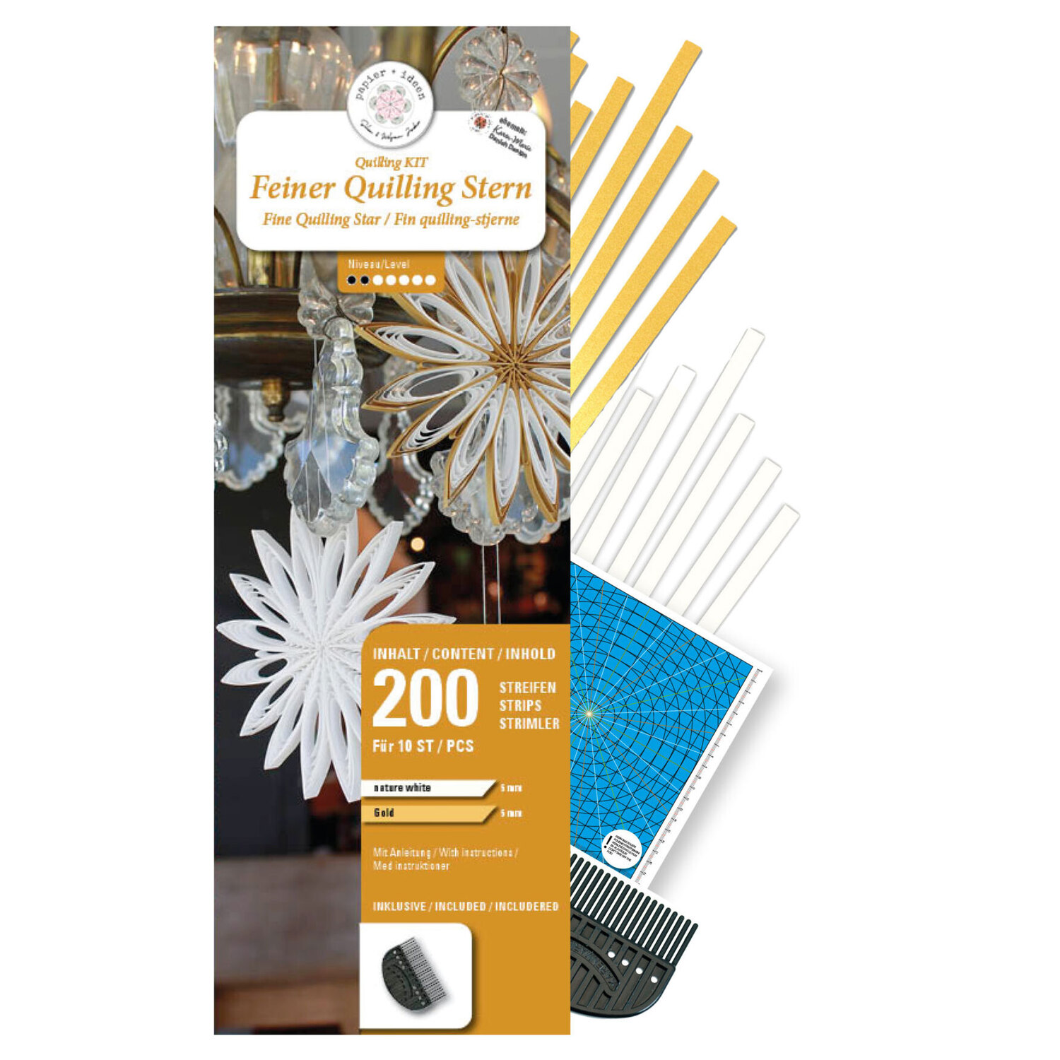 Karen-Marie Kit créatif pour quilling "étoiles", blanc-doré