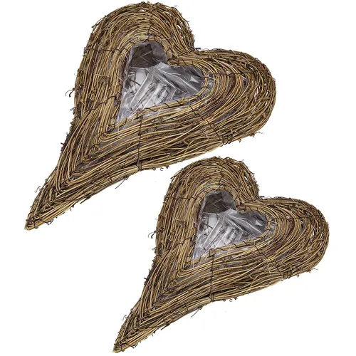 Cœurs en sarment de vigne, 40 cm et 30 cm, 2 pièces