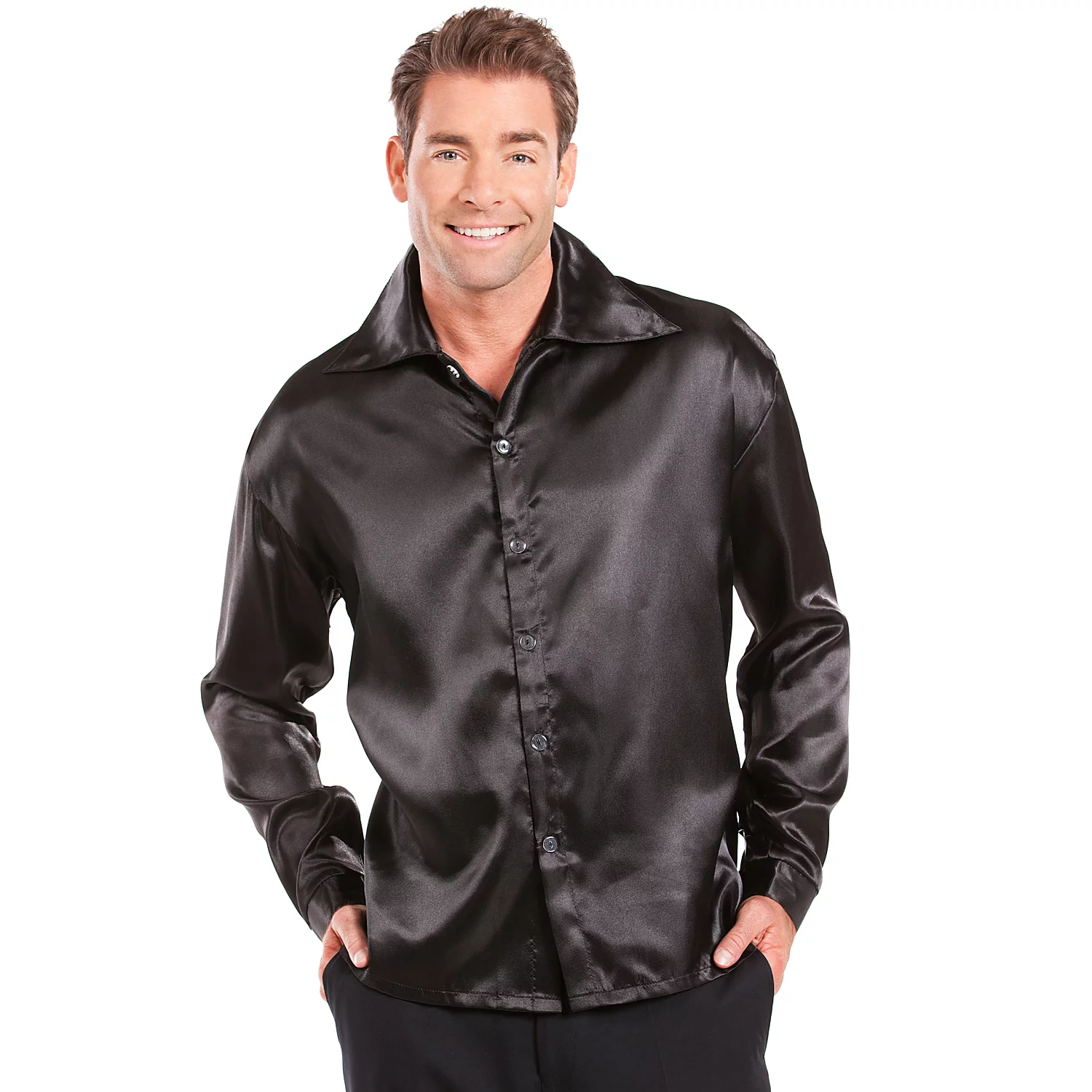 Chemise en satin, noir