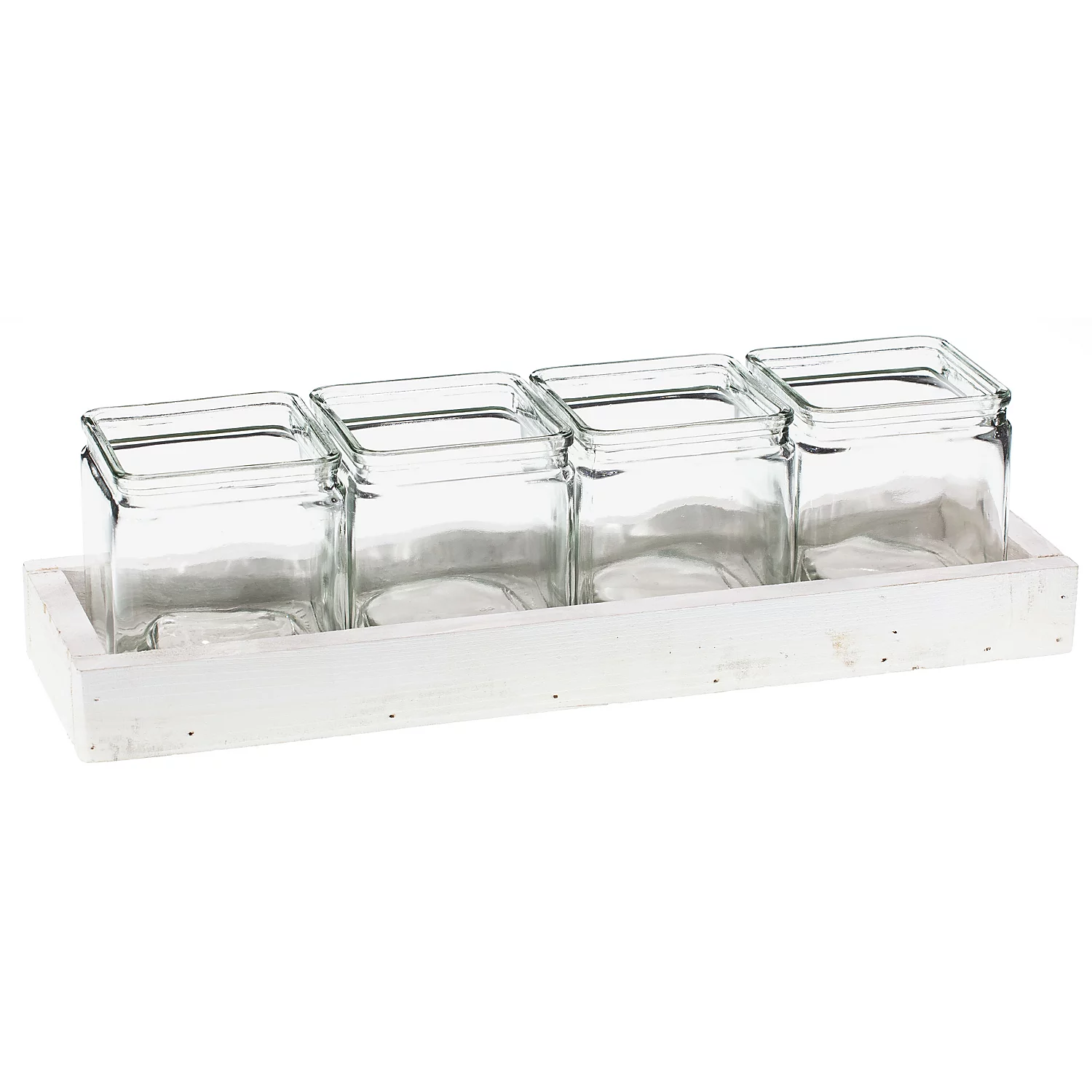 Photophores sur plateau en bois