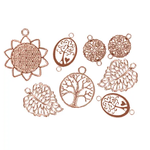 Pendentifs ""Boho"", or rose, 17–25 mm, 8 pièces