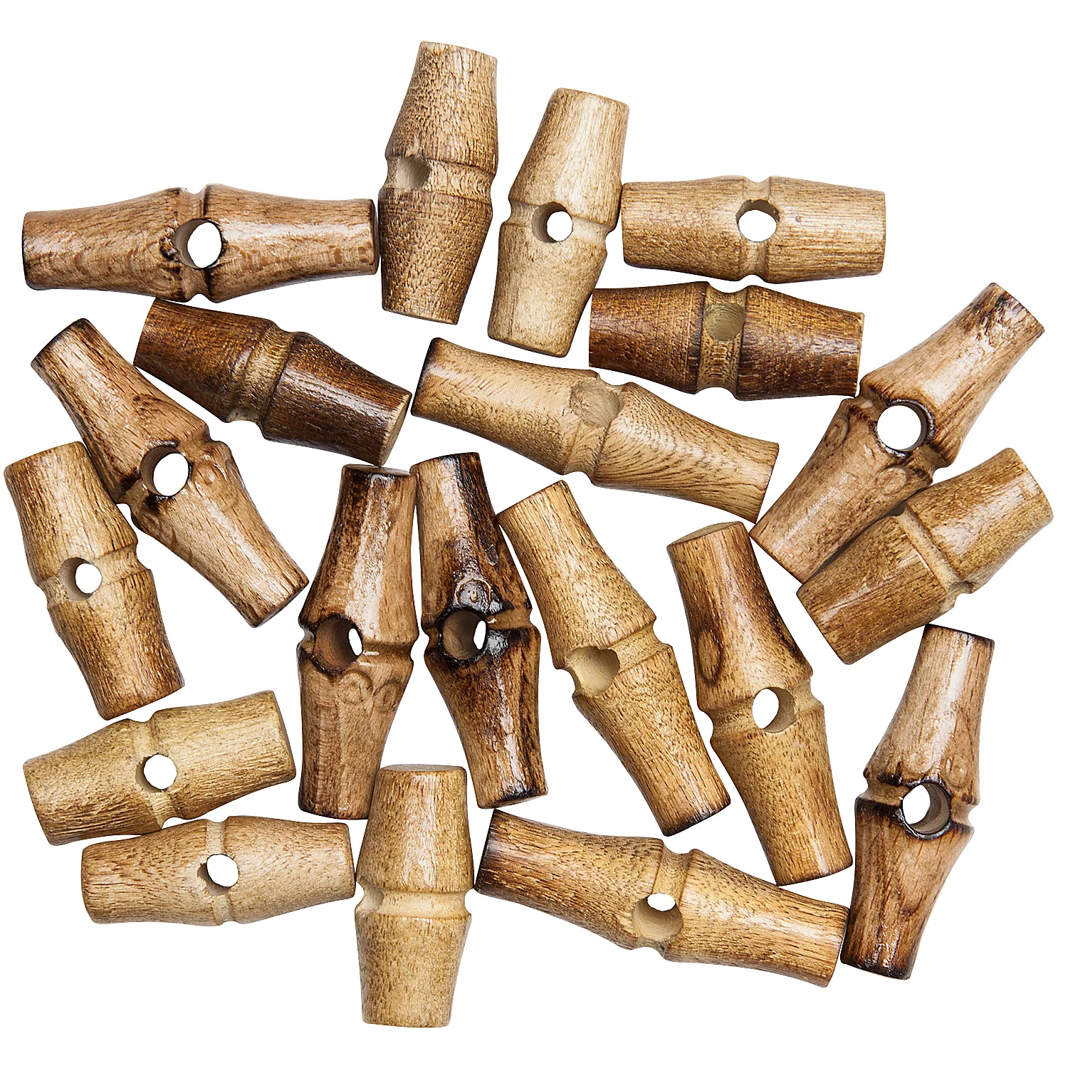 Boutons bûchette en bois, longueur : 30 mm et 40 mm, contenu : 16 pièces
