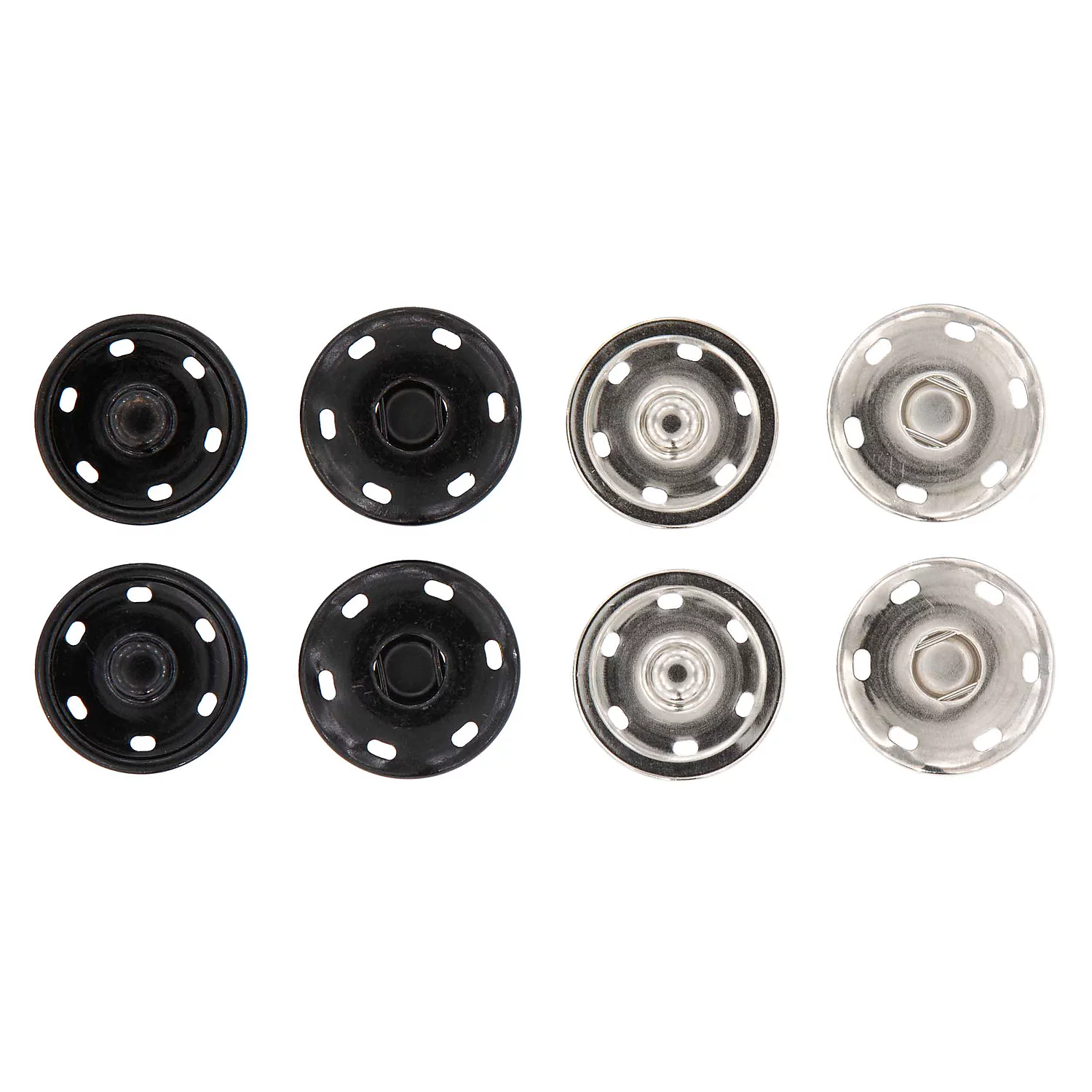 buttinette Boutons pression à coudre, noir/argenté, dim. : 30 mm Ø, contenu : 4 pièces
