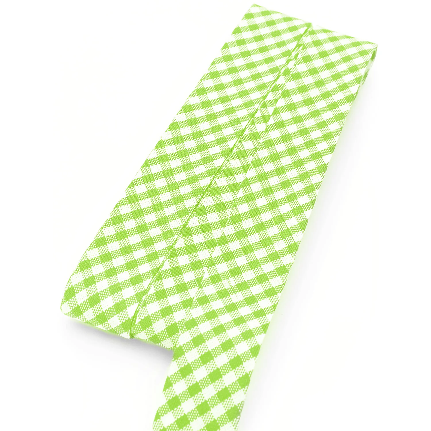 buttinette Biais en coton "carreaux vichy", vert clair/blanc, largeur : 2 cm, 5 m