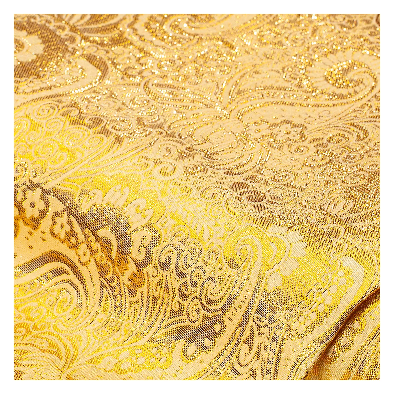 Tissu jacquard "fleurs/paisley", jaune/doré