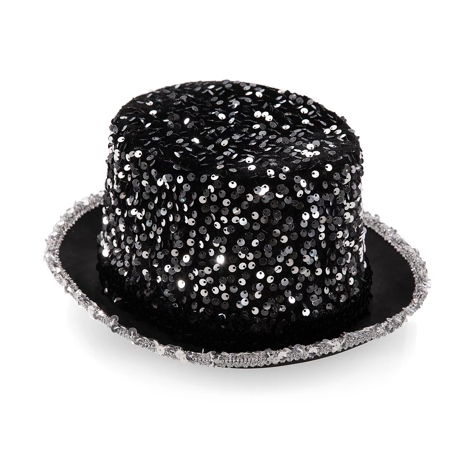 Chapeau haut-de-forme à paillettes, argenté