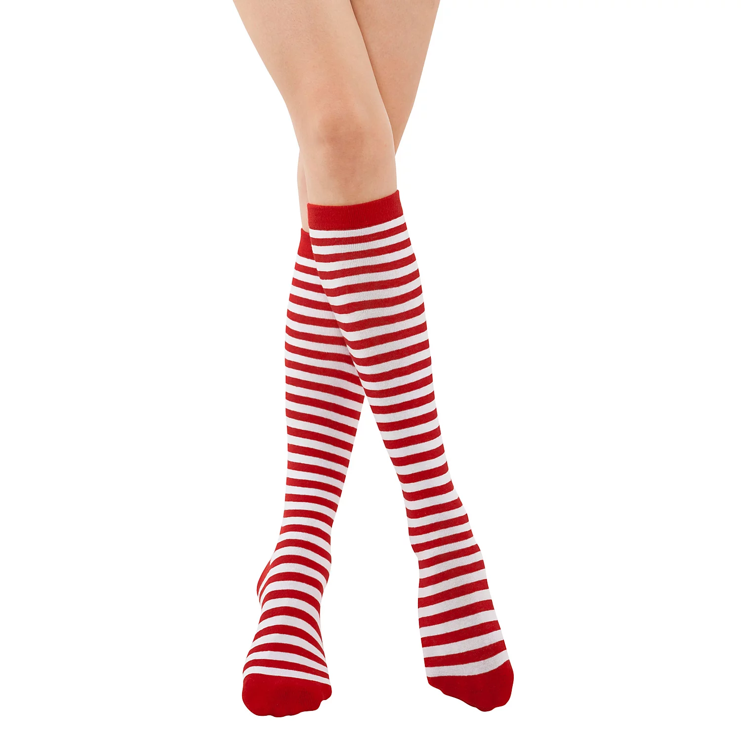 Chaussettes / mi-bas "rayures", rouge/blanc