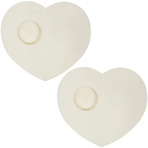 Bougeoir bougie chauffe-plat ""cœur"" en bois, 15,5 cm, 2 pièces