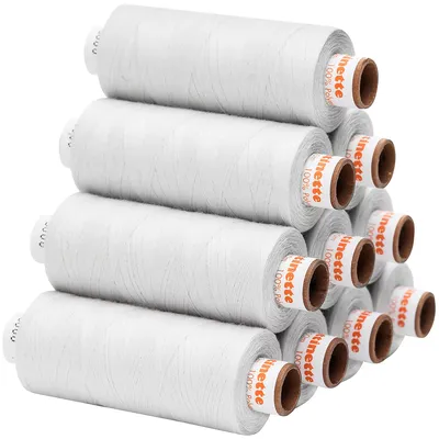 buttinette Universal-Nähgarn, Stärke: 100, 10er-Pack, weiß