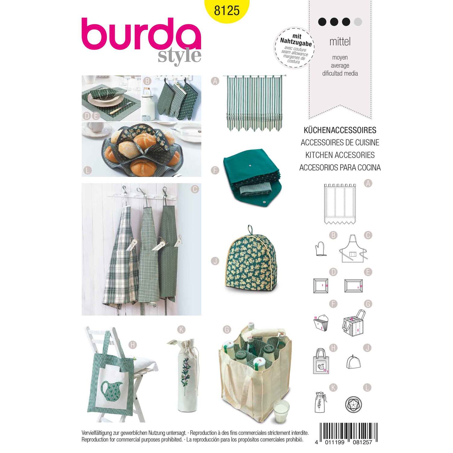 burda Schnitt 8125 Küchenaccessoires