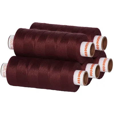 buttinette Universal-Nähgarn, Stärke: 100, 5er-Pack, brombeer