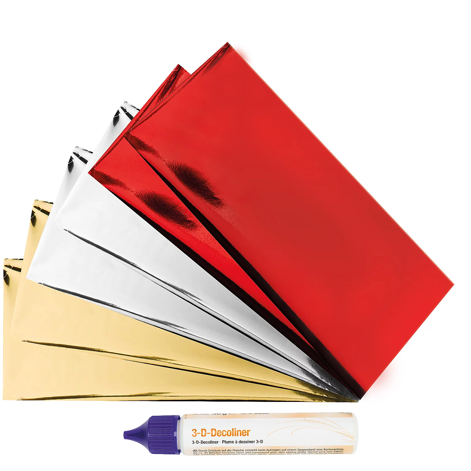 buttinette Metallic-Effektfolien-Set, gold/silber/rot