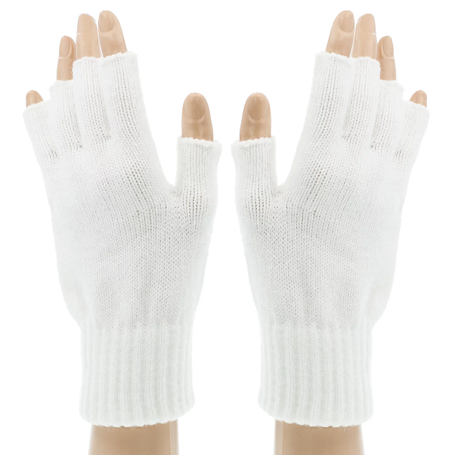 Mitaines en maille, blanc