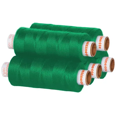 buttinette Universal-Nähgarn, Stärke: 100, 5er-Pack, grün