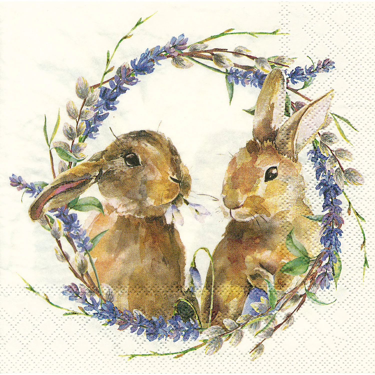 Papierserviette Hasen im Kranz, 33 x 33 cm, 20 Stück Image