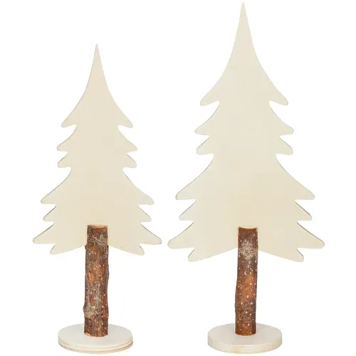 Tannenbäume aus Holz, 25 cm und 30 cm, 2 Stück