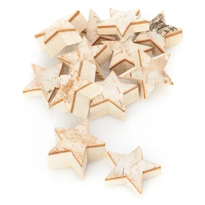 Sterne aus Birkenholz, 1–2 cm, 12 Stück
