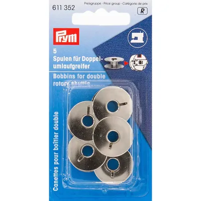 Prym Nähmaschinenspulen für Doppel-Umlaufgreifer, Ø 21,9 mm, Höhe: 9 mm, Inhalt: 5 Stück