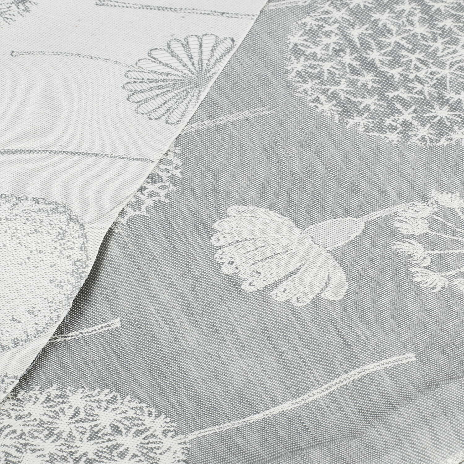 Halbleinen-Jacquard Pusteblumen, silber