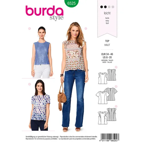 burda Schnitt 6525 Top & Bluse