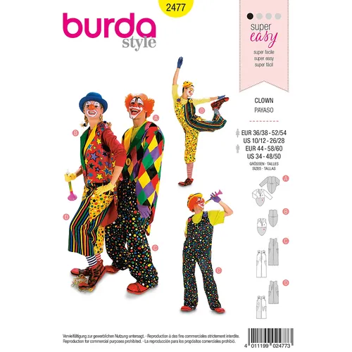 burda Schnitt 2477 Clown für SIE und IHN