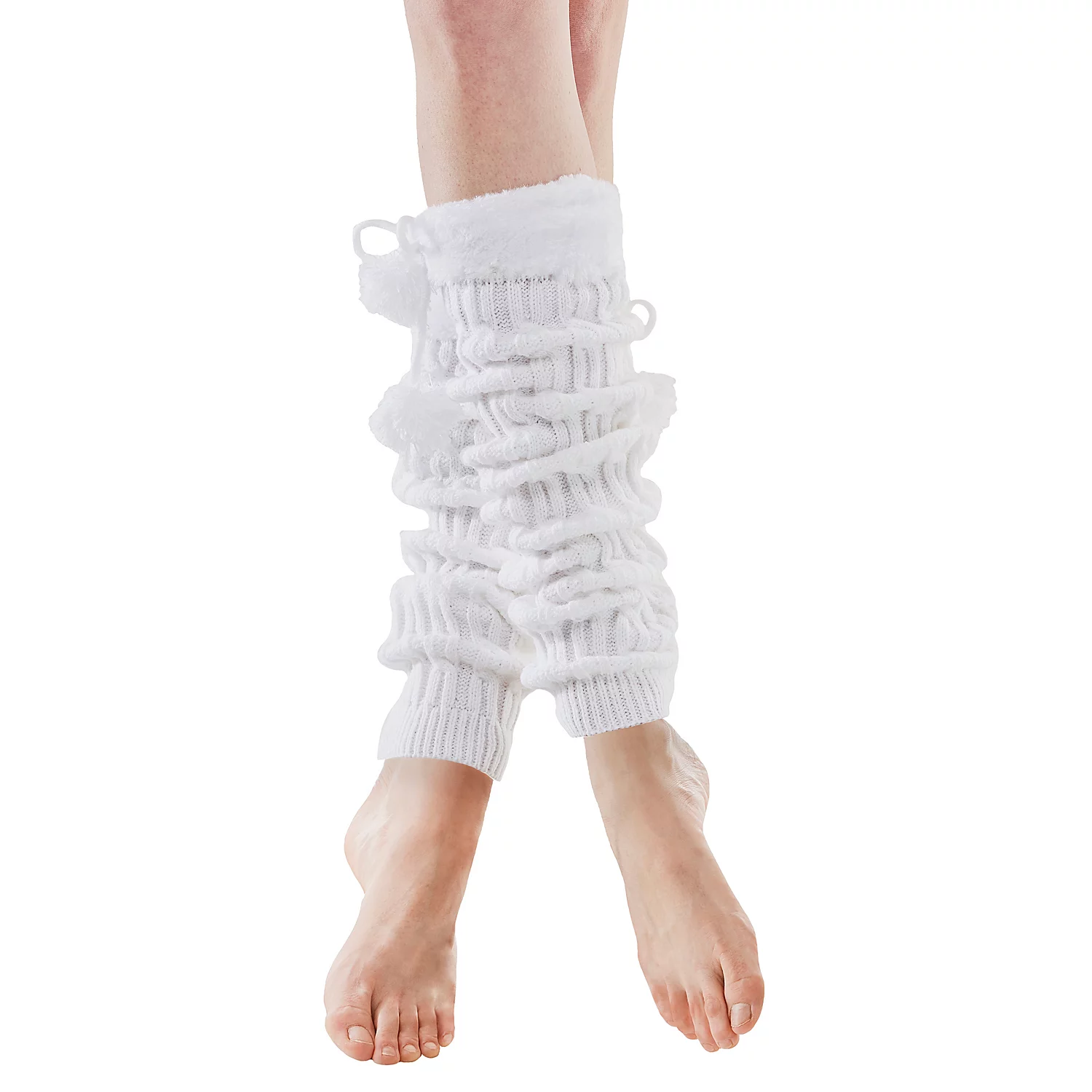 Strick-Beinstulpen Pompon, weiß Image