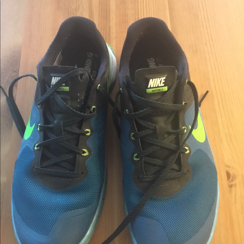 Nike Shoes | Euc Nike Metcon 2 Cross Training Shoes Mens 10 | Color: Black/Blue | Size: 10