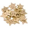 Adventskalenderzahlen Sterne aus Holz, gold, 3,5 cm