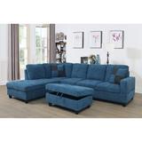 Gray/Blue/Black Sectional - Latitude Run® Ahtsham 103.5" Wide Corner Sectional w/ Ottoman Upholstery/Velvet | 35 H x 103.5 W x 74.5 D in | Wayfair