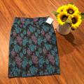 Lularoe Skirts | Lularoe Feather Print Cassie Pencil Skirt | Color: Black/Green | Size: L