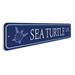 Lizton Sign Shop, Inc Sea Turtle Street Aluminum Sign Aluminum in Blue/Gray/White | 4 H x 18 W x 0.04 D in | Wayfair JW0004-A418