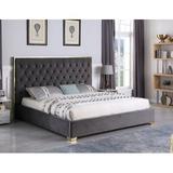 Everly Quinn John-Hendry Tufted Platform Bed Upholstered/Velvet in Gray/Black | 56 H x 82 W x 91 D in | Wayfair BF9B9C33A92F48B880CC10A25E40917D